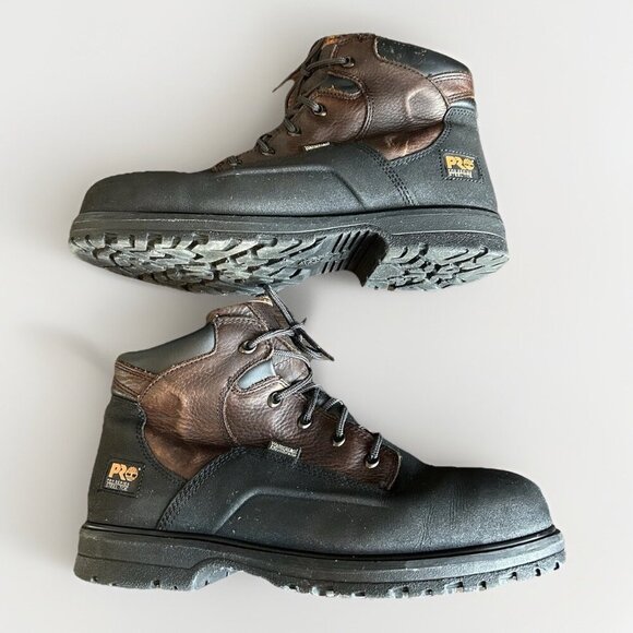 Timberland PRO Men's Steel Toe Work Boots Size 13 W Black Brown Waterproof GUC - Picture 1 of 16